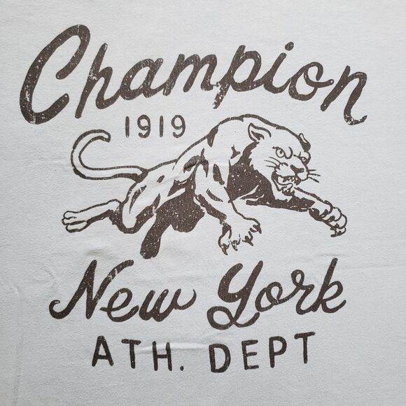 Champion 1919 NY Athletic Department Size Large Mens Light Blue Heavyweight Tee - Picture 2 of 5